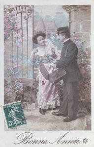 Yeni Yılınız Kutlu Olsun kartpostal, 20. yüzyılın başlarında by French School