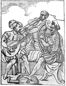 16. yüzyılda arp ve lavta oyuncuları (Cythara ve Testudo). “” Pitoresk mağaza” da” 1836 by French School