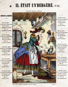 O bir çobandı. çocuk şarkısı. 19. yüzyıldan Epinal resmi. by French School