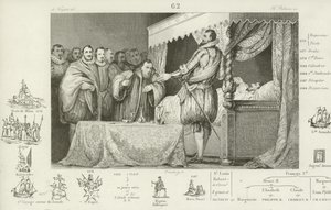 Fransa Kralı III. Henry ölüm döşeğinde, 1589 by French School