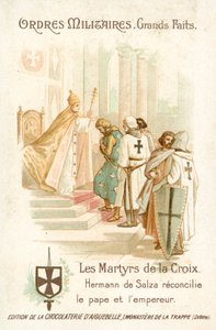 Cermen Şövalyelerinin Büyük Üstadı Hermann von Salza, Papa Gregory IX ile İmparator Frederick II arasında bir uzlaşma sağlıyor. by French School