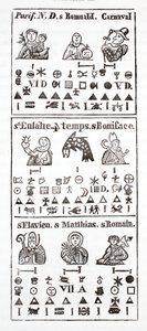 Almanaktaki hiyeroglif karakterler by French School