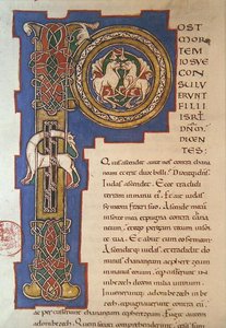 Limoges kökenli bir Latin İncilinden, birbirine geçen bir deseni ve fantastik hayvanları betimleyen tarihi ilk 