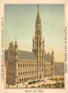 Hotel de Ville, Grand Place, Brüksel (chromolitho) by French School