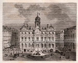 Hotel de Ville de Lyon - - VA Malt-Brown tarafından “” La France illustree: coğrafya, tarih, istatistiksel yönetim””deki gravür. 1884 by French School