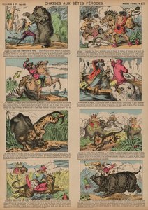 Vahşi hayvanları avlamak (renkli gravür) by French School