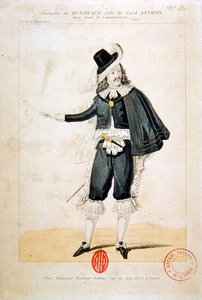Gaetano Donizetti (1797-1848) tarafından Lucie de Lammermoor operasında Lord Enrico Ashton rolünde Hurteaux (renkli gravür) by French School