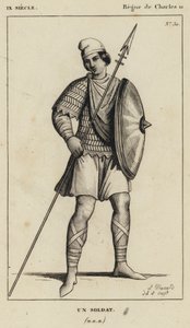 IX Yüzyıl, Charles II Saltanatı, Bir Asker (gravür) by French School