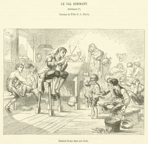 Ichabod Crane okulunda (gravür) by French School