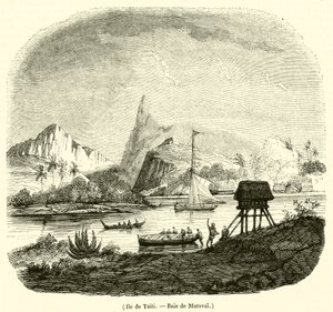 Ile de Taiti, Baie de Matavai (gravür) by French School