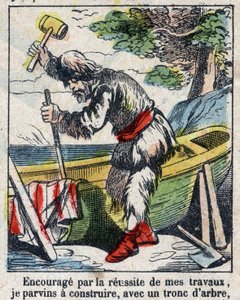 Daniel Defoe (De foe) Kitabı için İllüstrasyon “” Robinson Crusoe””. 19. yüzyılın sonundan epinal görüntüleme. by French School