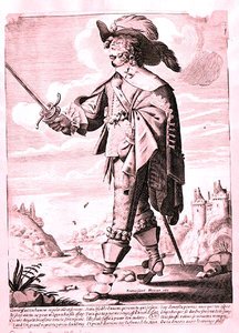 Louis XIII (1601-43) hükümdarlığı altındaki bir Askerin çizimi (gravür) (s/b fotoğraf) by French School