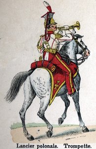 İmparatorluk Muhafızı Napolyon I: Polonyalı Lancer - Trompet. Lienhart ve Humbert tarafından yazılan Les Uniformes de l