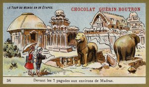 Madras bölgesindeki yedi tapınağın önünde (chromolitho) by French School