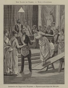 Bir kadın locasında duvar ustası çırağının başlatılması (gravür) by French School