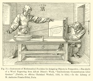 Nesneleri Perspektifte Tasarlamak için Matematiksel Hassasiyet Aracı (gravür) by French School
