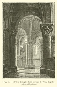Saint-Germain des Pres kilisesinin içi, koroyu çevreleyen şapeller by French School