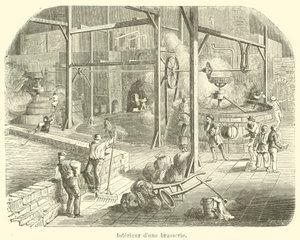 Bir bira fabrikasının içi (gravür) by French School