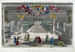 Paris silah deposunun içi (Arsenal de Paris) - gravür by French School