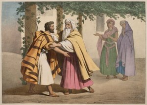 Jacob, Laban ve kızlarıyla birlikte, bir ilmihal LHistoire Sainte