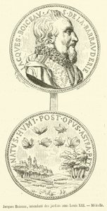 Jacques Boiceau, Louis XIII, Medaille altındaki bahçelerin kahyası (gravür) by French School