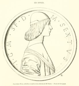 Jean-Galeas Sforza, M Timbal koleksiyonundan mermer madalyon (gravür) by French School