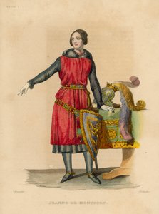 Jeanne de Montfort (renkli gravür) by French School