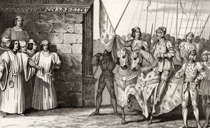 Joan of Arc (1412-31) arrives at Rheims in 1429 to attend the coronation of Charles VII (1403-61) from 