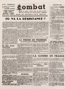 Journal COMBAT - sayı 54 - Şubat 1944 - birleşik direniş hareketlerinin organı. (gizli gazete) - Direniş nereye gidecek by French School