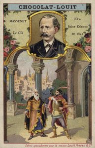 Jules Massenet, Fransız besteci ve Le Cid operasından bir sahne (chromolitho) by French School