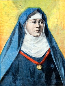 Julienne Duguesclin (1377-1404) Benedictine rahibe, 23 Temmuz 1894 tarihli “Le Petite Journal” illüstrasyonu (gravür) by French School