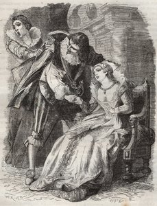 Öfkeli gibi zıplayarak, Dükü ceketinden yakalayarak... Fransa Kraliçesi Avusturya Anne (1601-1666) ve Buckingham Dükü (George Villiers) by French School