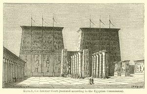 Karnak, İçişleri Mahkemesi, Mısır Komisyonuna göre restore edildi (gravür) by French School
