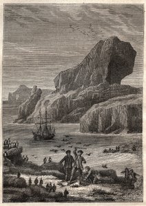 Kerguelen Adaları. Jules Verne tarafından On sekizinci Yüzyılın Büyük Denizcileri için İllüstrasyon - James Cook aux Iles de Kerguelen en 1776 (Kerguelen takımadaları veya Iles de la Desolation) - “18. ve 19. Yüzyılın Gezginleri - illüstrasyon by French School