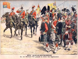 Kral Edward VII, Highland birliklerini gözden geçiriyor. İngiltere