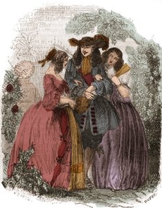 Fransa Kralı XIV. Louis (1638-1715), Hortense Mancini (1646-1699) ve kız kardeşi Marie Mancini (1639-1715) ile birlikte. Mazarin