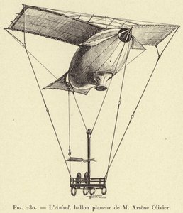 Avisol, M Arsene Olivier tarafından planör balon (gravür) by French School