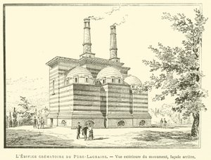 Pere-Lachaise Krematoryum Binası, Anıtın dış görünümü, arka cephe (gravür) by French School