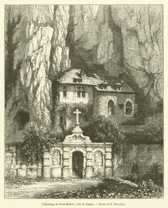 Namur yakınlarındaki Saint-Hubert İnziva Yeri (gravür) by French School