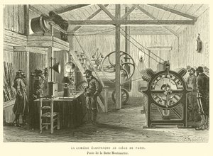 Paris Genel Merkezindeki Elektrik Işığı, Poste de la Butte Montmartre (gravür) by French School