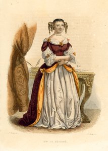 La Marquise de Sevigne (renkli gravür) by French School