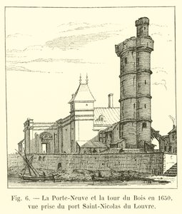 1650 yılında Porte-Neuve ve Tour du Bois, Saint-Nicolas du Louvre limanından alınan görünüm by French School