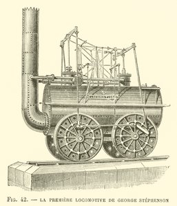 La Premiere Lokomotif de George Stephenson (gravür) by French School