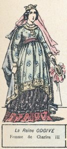 Kraliçe Odgive, Charles III'ün Karısı (renkli gravür) by French School