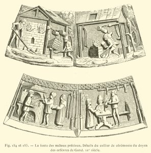 Değerli metallerin eritilmesi (gravür) by French School