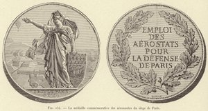 Paris kuşatması havacılarının hatıra madalyası (gravür) by French School