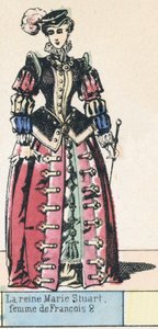 Kraliçe Mary Stuart, Francois 2'nin karısı (renkli gravür) by French School
