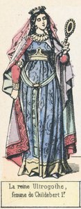 La reine Ultrogothe, femme de Childebert 1r (renkli gravür) by French School