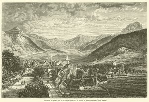 Mont-Dore vadisi ve Les Bains köyü (gravür) by French School