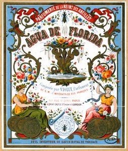 Etiket reklamı Aqua de Florida parfüm dükkanı La Reine des Abeilles, Paris, 2. yarı 19. yüzyıldan parfüm by French School